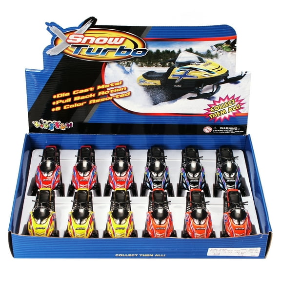 Snow Turbo Diecast Car Package - Box of 12 5.25 inch scale Diecast Model Cars, Assorted Colors
