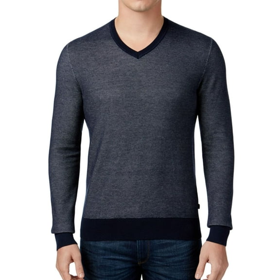 Michael Kors Mens Tuck Stitch Pullover Sweater, Blue, XX-Large
