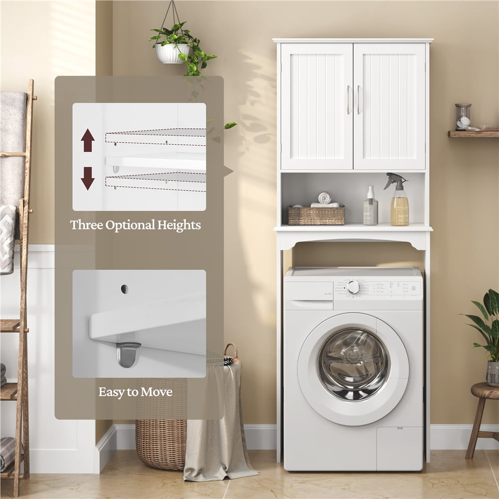 Yaheetech Over-the-Toilet Bathroom Cabinet with Adjustable Shelf,White