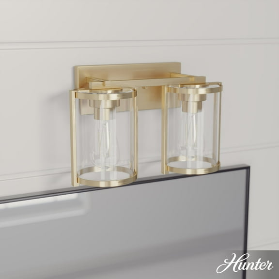Hunter - Astwood 2-light Alturas Gold, Medium Size Vanity Light, Dimmable, Caged Style, for Bedrooms, Dining, Living Rooms - 48001
