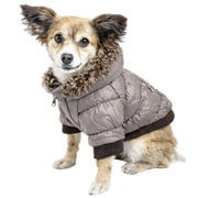 Pet Life  Classic Metallic Fashion 3M Insulated Dog Coat Parka w/ Removable Hood