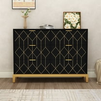 33.7"H Wooden Gold Lines Dressers Chest of drawers 3 Layers 6 Drawers for Bedroom, Entryway, Dressingroom,Black