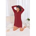thumbnail image 3 of Ekouaer Women's Nightgown Long Sleeve Nightshirt Button Down Sleepshirt Boyfriend Sleepwear Pajama Dress, 3 of 6