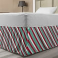 thumbnail image 1 of Stripes Bed Skirt, Vintage Inspired Simplistic Christmas Vibes Diagonal Lines Print, Elastic Bedskirt Dust Ruffle Wrap Around for Bedding Decor, 4 Sizes, Seafoam Dark Pink, by Ambesonne, 1 of 2