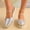 Silver, variant on Ladies' Shiny Metallic Espadrille Wedge Platform Slides, Soft Non‑slip Cushioned Slip‑on Breathable Summer Daily Footwear Silver 39