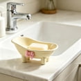 thumbnail image 5 of Soap Tray with Lid - Bathtub Shaped Plastic Bar Soap Box for Bathroom Sink, Decorative Soap Dish with Bow, Cute Trinket organizer for Sponges Jewelry, Yellow, Ccwuwei, 5 of 7