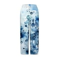 thumbnail image 6 of Huowey Women'S Capris Pants Casual Summer Tie Dye Printed Wide Leg Breathable Comfortable Loose Trousers With Pockets Quickly Dry Baggy Trousers Stylish Joggers,Blue,XXL, 6 of 6