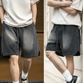 thumbnail image 4 of Fashion YLSDY Men's Vintage Denim Shorts Baggy Jean Shorts Wide Leg Elastic Drawstring Waist Baggy Jorts Streetwear Black XL, 4 of 9