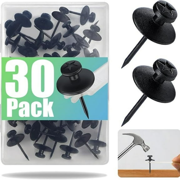30 Pack Double Headed Picture Hanging Nails, Thumb Tacks, Push Pins for Wall Hangings, Wall Hooks for Home Office Photo D r, Black