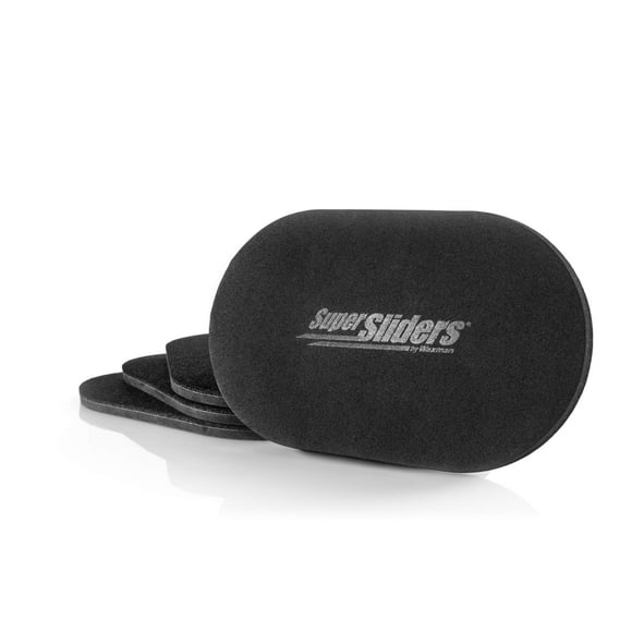 Super Sliders 5 3/4" x 9 1/2" Oval Reusable Furniture for Hard Surfaces - Effortless Moving and Surface Protection, Black (4 Pack)