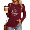 thumbnail image 7 of Christmas Tree Shirt Women Christmas Embroidered Trees Long Sleeve Shirts Gift Xmas Graphic Tee Tops, 7 of 7