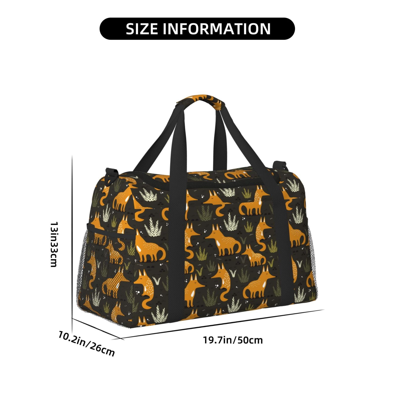 Fuzoiu Funny Fox by the Field Print Travel Duffle Bag,Carry On Tote Bags,Duffel Bag,Sport Gym Bag, Hospital Bag for Labor and Delivery, Overnight Bag,Luggage Bag