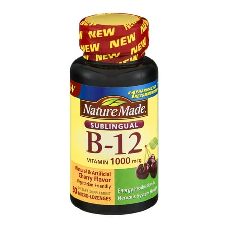 Nature Made B-12 Vitamin 1000mcg Micro-Lozenges Cherry Flavor - 50...