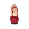 thumbnail image 6 of BLISSFUL STEP Women's Platform Ankle Strap Stiletto High Heel Pumps Red 7, 6 of 7