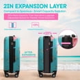 thumbnail image 3 of 3 Piece Hardside Luggage Set PC Lightweight Expandable Suitcase with Spinner Wheels TSA Lock, 20"/24"/28", Lake Blue, 0028#22, 3 of 12