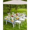 thumbnail image 4 of Outdoor Tablecloth with Umbrella Hole and Zipper 60 x 84 Inch Lemon with Leaves Blue Floral Pattern Linen Style Table Cover for Rectangular Tables Tabletop Collection for Patio Garden Picnic, 4 of 6
