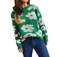 thumbnail image 2 of hirigin Women Spring Loose Sweater, Flower Pattern Long Sleeve Crew Neck Knitwear  Autumn and Winter Lightweight Pullover Sweatshirt, 2 of 6