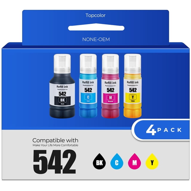 Botellas de recarga de tinta Topcolor 542 para ET-5150 ET-5170 ET-5850