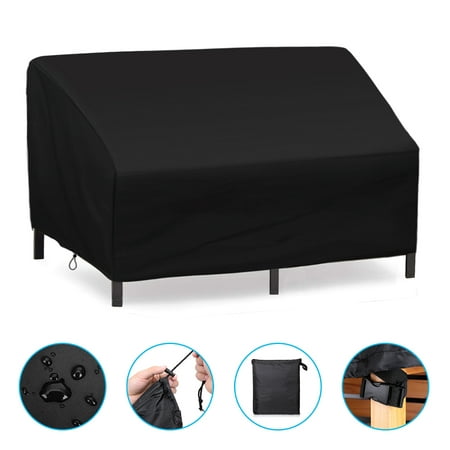 Patio Loveseat Cover, GARPROVM Outdoor Furniture Chair Cover, Durable and Waterproof 420D Oxford Cloth Patio Sofa Cover, Black