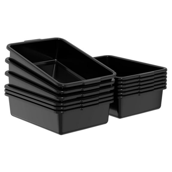 13 L  Bus Box / Utility Box, Plastic Tote Box Tub, 12-Pack, Black