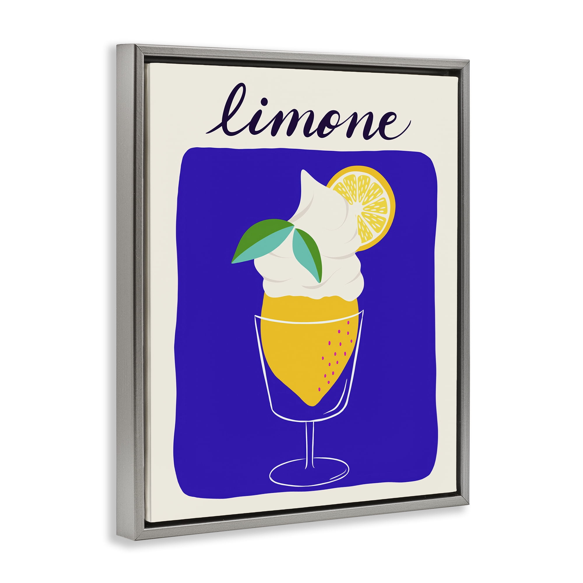 Stupell Industries Limone Citrus Dessert Food & Beverage Painting Gray Floater Framed Canvas Art Print Wall Art, 17 x 21