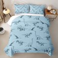 thumbnail image 2 of Feelyou Blue Dinosaur Wildlife Bed Spread Queen for Boys Girls, Simple Line Animal Queen Coverlet Set, Blue, 3-Piece, 2 of 7