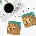 thumbnail image 4 of Yiaed Starfish And Seashell 1 Print Leather Coasters for Drinks - Cup Coasters Coffee Table Kitchen Table Bar, Home & Office Gifts Handmade Drink Coasters-Square, 4 of 6