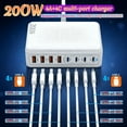 thumbnail image 5 of Fast Charger USB C Charger Block, 200W GaN 8 Port USBC Charging Station USB Hub Block Cube, PD 65W Laptop Charging Station for Multiple Devices iPhone 17/16/15,MacBook Pro/Air,iPad,White, 5 of 8