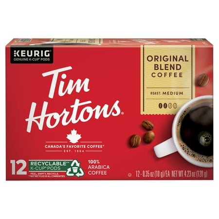 Tim Hortons Original Blend K-Cup Coffee Pods  Medium Roast  Recyclable  12ct