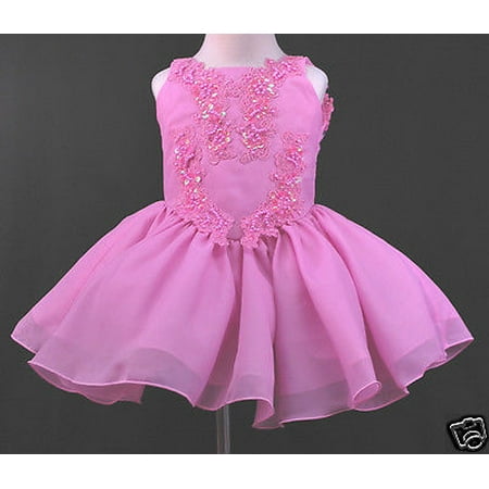 

New Toddler Girl Pageant Wedding Dance Formal Short Dress Fuchsia 2 3 4 5 6 7