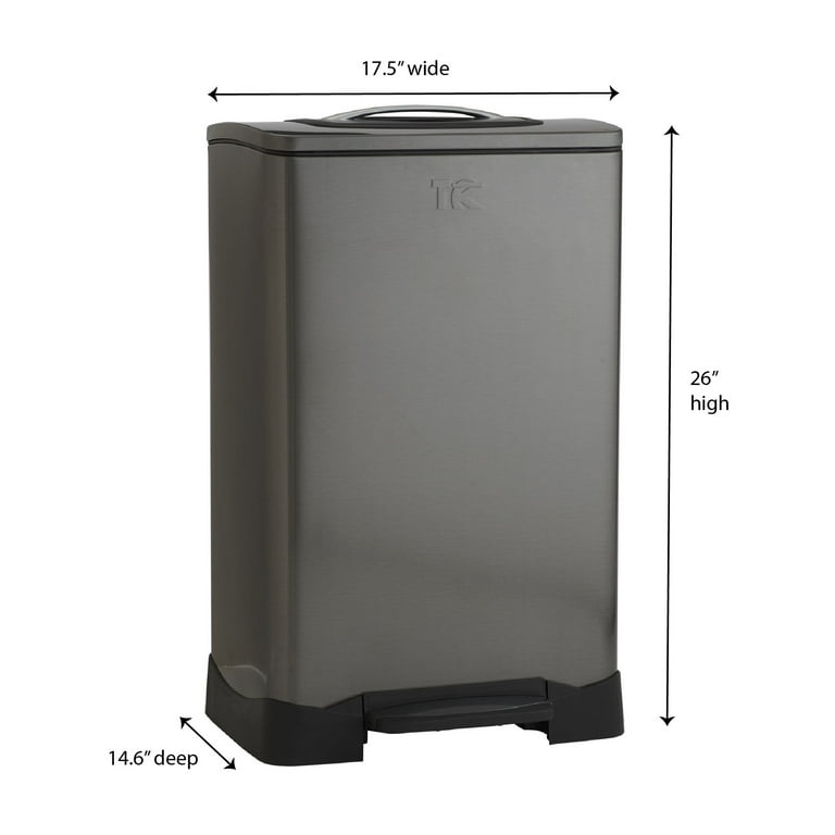 Household Essentials 50L Krusher Black Stainless Steel Manual Trash Compactor Trash Can