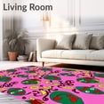 thumbnail image 2 of ODIKA 4'x6' Machine Washable Non-Slip Area Rug, Holiday Featuring Animated and Twirling Vine Accents High Traffic Rug, Pink, 653661, 2 of 5