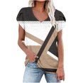 thumbnail image 1 of Camiseta de Manga Corta Suelta con Cuello en V Impresa, Blusa Casual para el Hogar Y el Uso Diario, 1 of 4