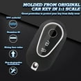 thumbnail image 3 of Xotic Tech Black TPU Grainy Leather Texture Key Fob Shell Cover Case, Compatible with Mercedes-Benz S-Class C-Class E-Class 3-Button Smart Keyless Entry Key, 3 of 7