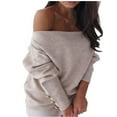 thumbnail image 2 of Odbmxyshirts for Women Long Sleeve Tops for Women Solid Color Pink Loose Off Shoulder Tops, 2 of 9