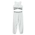 thumbnail image 3 of YONGHS Kids Girls Tracksuit Dance Outfit Sports Crop Tops Trouser Set Ivory 4, 3 of 7