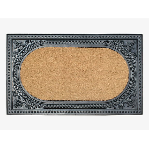 A1HC Natural Coir and Rubber Door Mat, 24x39, Thick Durable Doormats for Indoor Outdoor Entrance, Heavy Duty, Low Profile Door Mat, Easy to Clean, Long Lasting, Front Porch Entry Rug, Black Finish