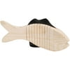 Darice 9192-10 Wood Wiggle Fish with Tag, Natural