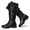 Black 721, variant on Love Steetly Women's Extra Wide Calf Knee High Boots, Slouched Shaft Tall Boots, Dual Antique Buckles, Low Stacked Heel Side Zipper Riding Boots.