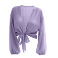 thumbnail image 4 of Women's Swimwear Cover Ups Tops Tie Front Knot Swimsuit Bikini Bathing Suit Long Sleeve Soft Beach Wrap Shirt, 4 of 7