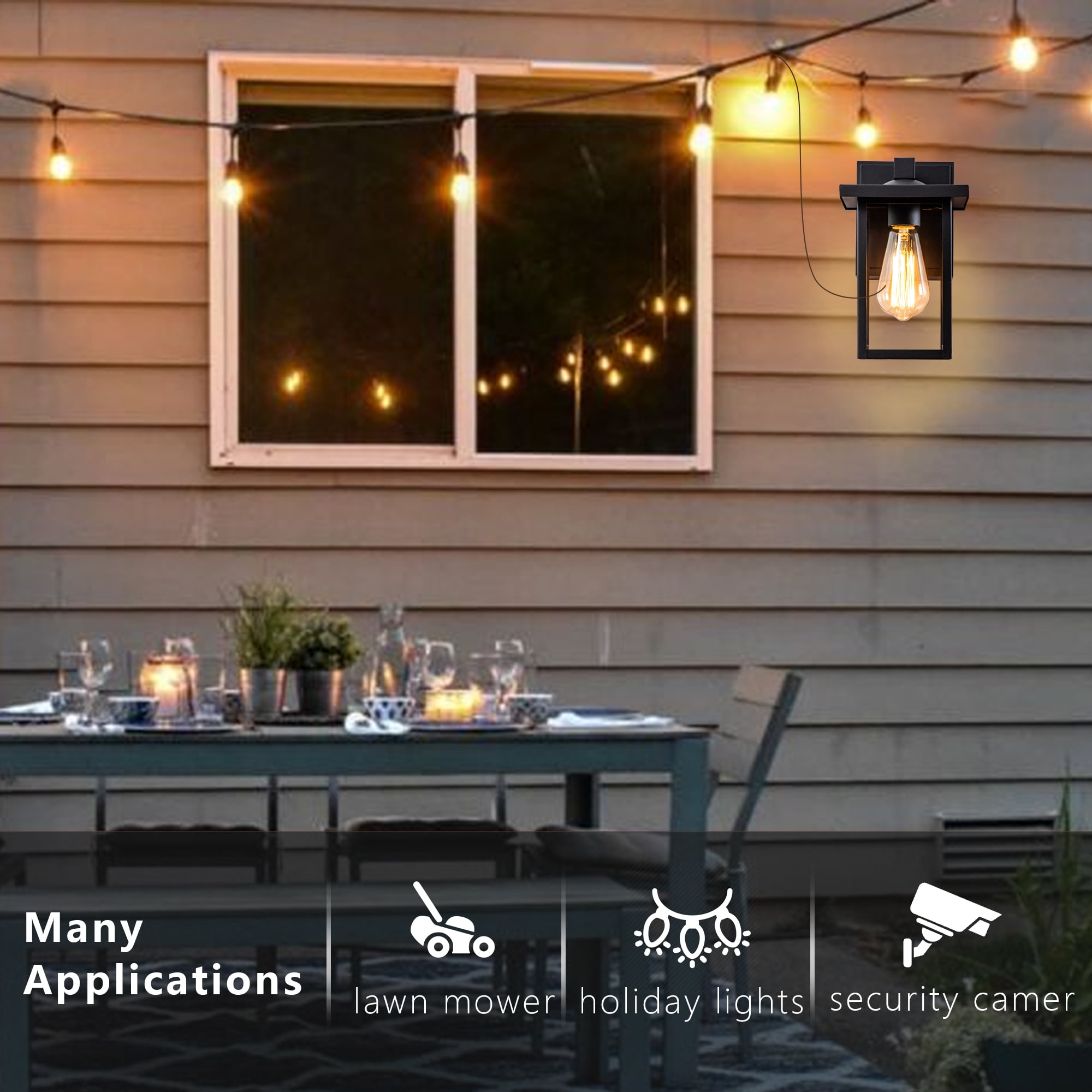 FTL Porch Lights with GFCI Outlet, Black Outdoor Light Wall Mount, Waterproof Exterior Light Fixture with outlet, Wall Sconce for House, Garage, Patio