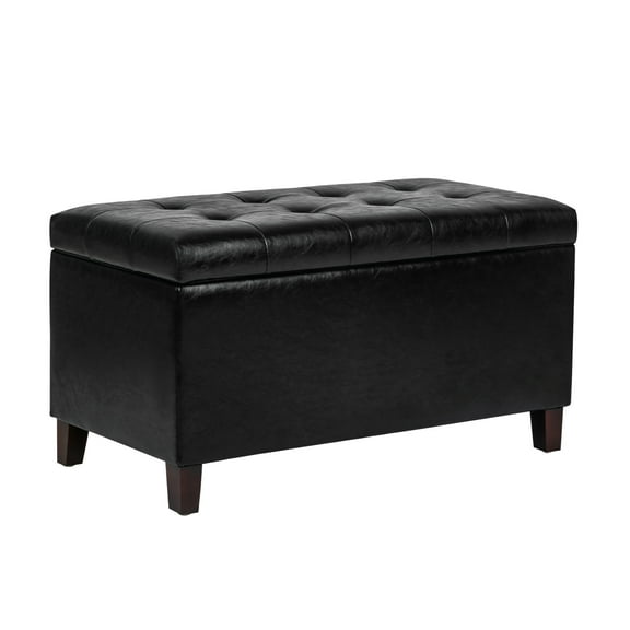 Homebeez Storage Ottoman Bench,Folding Bench Chest Foot Rest Stool,End of Bed Bench,Black