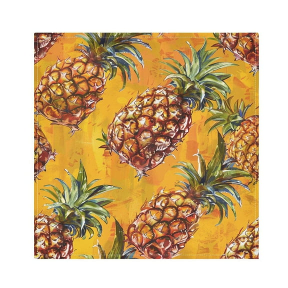 JSTEL Pineapple Fruit Yellow Cloth Napkins Set of 1, 20x20 Inch Washable and Reusable Napkin for Decoupage Dinner Party Everyday Use