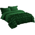 thumbnail image 4 of DNG Creations 1 Piece Vintage Ruffle Duvet Cover 100% Egyptian Cotton, 800 Threads Count - With Zipper & Corner Ties ( Full/Queen - Solid Green ), 4 of 7