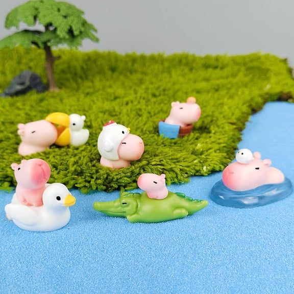 Set of 10 Mini Capybara Figures Cake Toppers, Miniature Capybara Figurines Set Mini Resin Animals Ornaments for Landscape Desktop Dollhouse Birthday Car Decorations