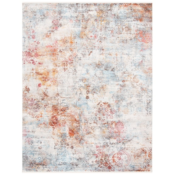 SAFAVIEH Vintage Persian Lindsay Abstract Polyester Area Rug, Rust/Blue, 8' x 10'