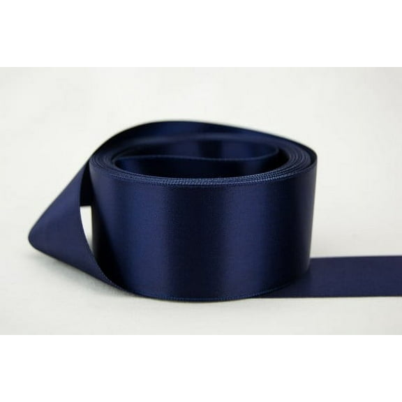 Ribbon Bazaar Double Faced Satin 1/4 inch Navy 50 yards 100% Polyester Ribbon