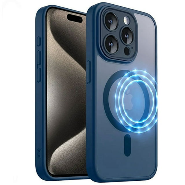 Étui iPhone 13 Pro, Couverture Arrière Mate Hybride en Silicone avec Aimant (Compatible MagSafe)