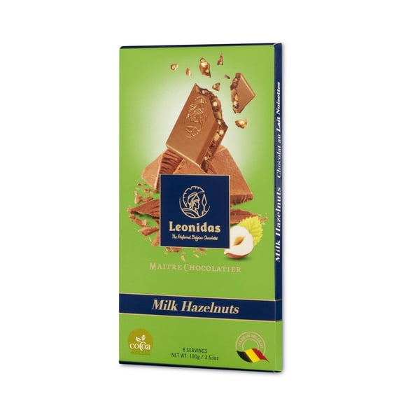 Leonidas Belgian Chocolate Bars Family Pack Set of 10 (10 x 100gr)- Milk Hazelnut