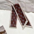 thumbnail image 2 of UJNDER Womens Elegant French Floral Satin Silk-like Scarf for Neckline Hair Tie and Decorative Wrap Versatile Styling Neck Scarf for Women,01_Brown,One Size, 2 of 4